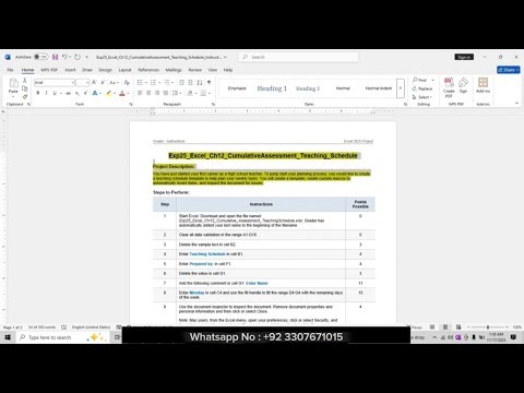 Exp25 Excel Chapter 12 Cumulative Assessment | Teaching Schedule | Excel 365/2021