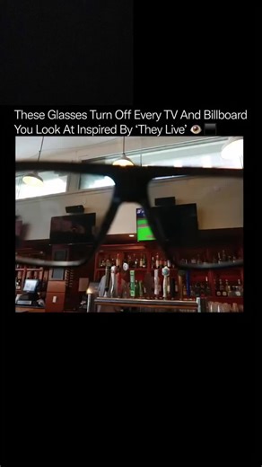 These sunglasses make every screen go dark the moment you look at it.🤯🕶️ They use precision-aligned polarized optics to cancel the specific light emitted by digital displays. TVs, phones, monitors, and billboards don't dim. They vanish. The real world stays fully visible because natural light isn't polarized the same way. Inspired by They Live, this isn't software, Al, or a filter.It's pure physics applied to modern attention warfare, turning visual noise into empty black rectangles in real ti