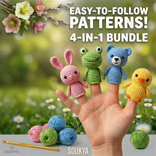 4-in-1 Finger Puppet Crochet Pattern Bundle, Amigurumi Storytime Friends: Rabbit, Frog, Bear, Chick. No Sew Baby Toy Pattern, English PDF - Etsy Canada