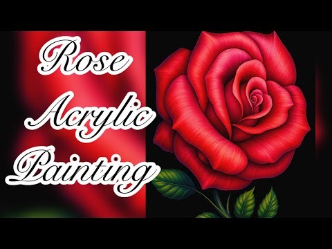 Acrylic Painting of Red Rose//🌹Painting Tutoria//Step by Step flower Acrylic Painting