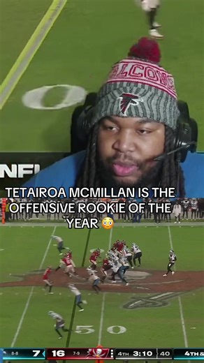 TETAIROA MCMILLAN IS OFFENSIVE ROOKIE OF THE YEAR 😳 #fyp #viral #tetairoamcmillan #panthers #buccaneers