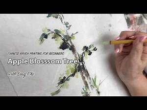 Simple Chinese Painting Apple Blossom Tree