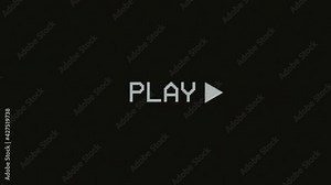 Videocassette recorder (VCR) Play Button Animation. VHS defects, artifacts and noise. Old damaged tape cassettes. Static TV noise. Retro vintage background. 4K Looped Overlay Screen mode footage