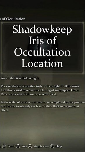Shadowkeep Iris of Occultation Location Shadow of the Erdtree #eldenring