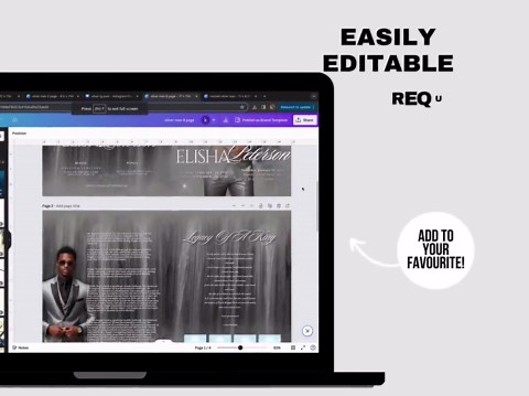 Men's Funeral Program Template: Silver Glitter, 8-page (DIY Canva) - Etsy