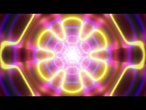 Abstract Neon Glow Laser Flower Petal Shape Endless Tunnel Reflection 4K Motion Background for Edits