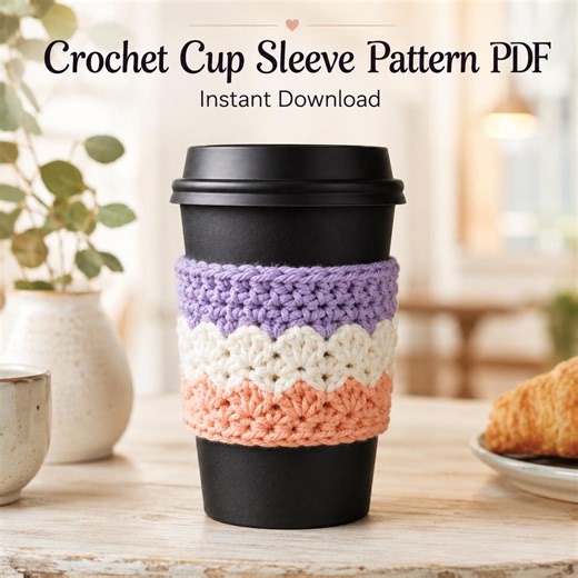 Crochet Cup Sleeves Pattern PDF, Pastel Petal Coffee Cup Cozy, Reusable Cup Sleeve, Mug Cozy Gift - Etsy