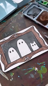 Andrea Nelson on Instagram: "Supplies are my brand and are on my page https://www.adreamoradayart.com/ I am so ready for spooky season!! This ghost family postcard is a great way to kick it off! 24 color essential palette Watercolor postcard Size 6 and 8 round brushes Artist tape Artist pens White Uniball signo gel pens are on my Amazon page https://www.amazon.com/shop/influencer-99922a4c?ref_=cm_sw_r_apin_aipsfshop_HKACH101Y2AGJB5Q6PMA&language=en_USi #sketchbookideas #easyart #halloweenart My 