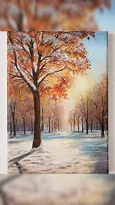 Snow AND Autumn? 🤯 You won't believe this easy acrylic painting trick! #reels #easypainting #snowyautumn #acrylicpainting #satisfyingart #fallvibes | Jay Lee Paintings