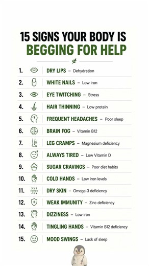 15 Warning Signs Your Body May Be Asking for Help | Common Nutrient Deficiency Symptoms