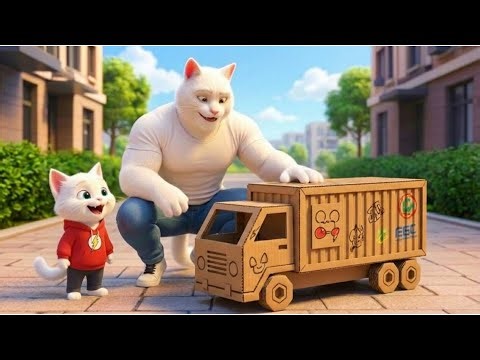 😱 The Kitten’s Container Truck Was Destroyed… How Will Dad Help Him WIN?! | Ai Cat Story 🤖🐱
