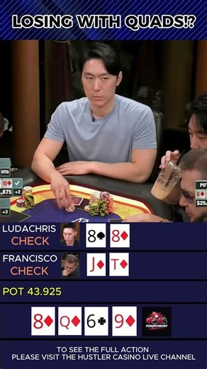 QUADS vs STRAIGHT FLUSH 😱 #poker #kings #STRAIGHTFLUSH #quads #cooler