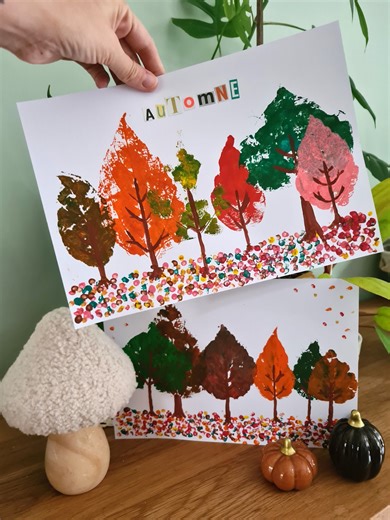 Attrapez quelques feuilles d'arbre tombées et transformez-les en une jolie forêt d’automne à encadrer 🍂 Un DIY simple et créatif que les enfants vont adorer ! 👉 Tuto complet sur Mapiwee #DIYAutomne #ActivitéEnfant #PeintureCréative #Mapiwee #Automne" | Maped