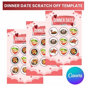 Dinner Date Scratch-off Card: DIY Couples Game (editable Canva Template) - Etsy Canada