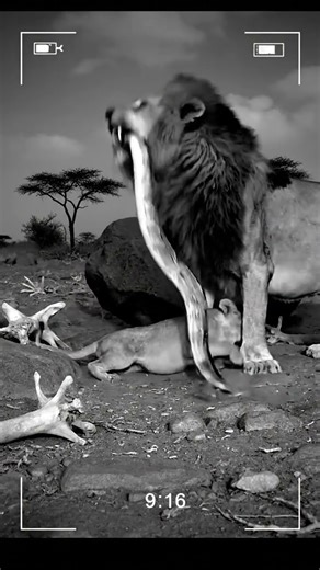 Giant Python’s Fatal Mistake: Attacking a Lion Cub 🐍🦁 #lion #snake #safari