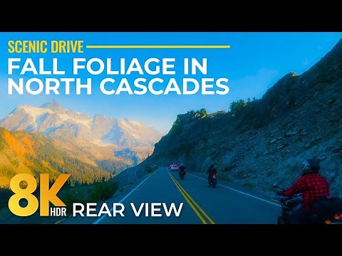 8K HDR Scenic Drive Through North Cascades | Breathtaking Fall Colors & Mountain Views (Rear View)