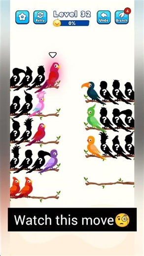 Bird Sort Puzzle – Level 32 🐦🔥 | Watch Carefully 👀#level32 #levelwise#gamingshorts