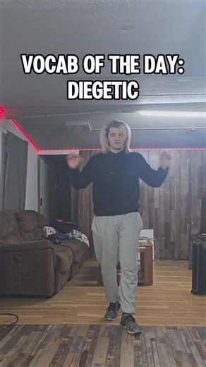 Gene Yes on Instagram: "Diegetic: occurring within the context of the story, and able to be heard or seen by the characters. #vocab #comedy #skit"