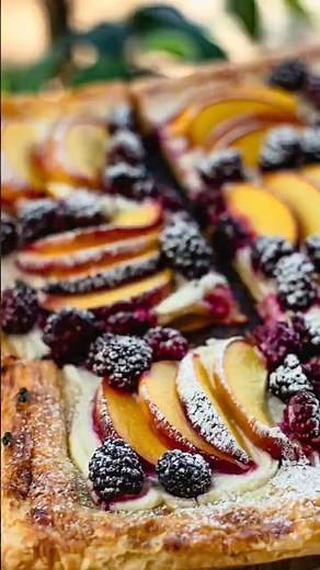 Peach and Blackberry Puff Pastry Tart with Cream Cheese Filling