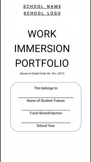 Work Immersion Portfolio Guide for Senior High School