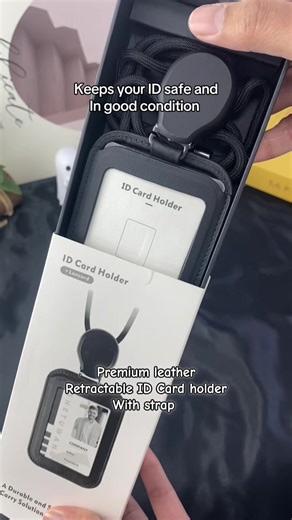 Premium Leather ID Card Holder with Lanyard for Security