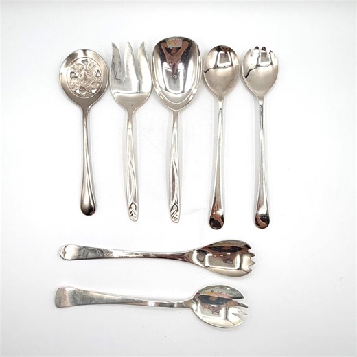 Group of 7 Serving Salad Utensils Silver Plated - International, Sheffield, Leonard Vintage - Etsy