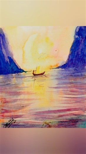 Watercolor Drawing | Watercolor Scenery Drawing | Easy Watercolor Landscape Drawing Video 😍