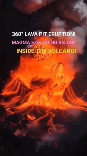 360° Lava Pit Eruption | Bubbling Magma Explosions & Real Volcano Audio