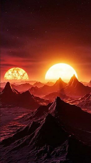 Alien Planet Sunrise 🌄 | Two Suns Rising Over Mountains | 4K Space Cinematic #spacetechnology #nasa