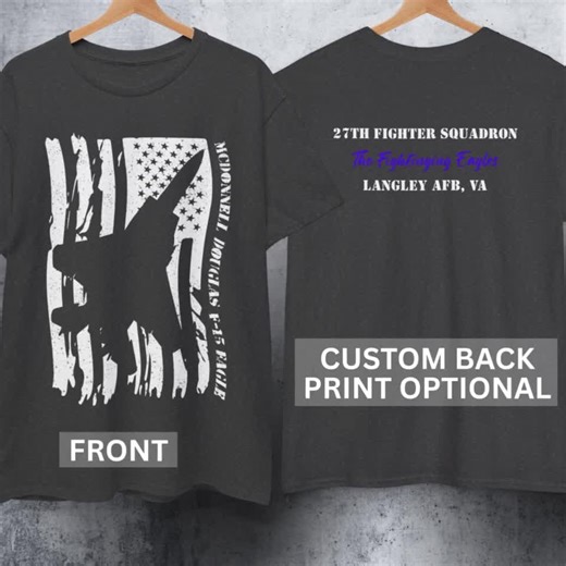 F-15 Eagle Tshirt Military Veteran Birthday Airforce Retirement Gift Custom Squadron Fighter Jet Pilot Aviation Retired Mens Gift for Him