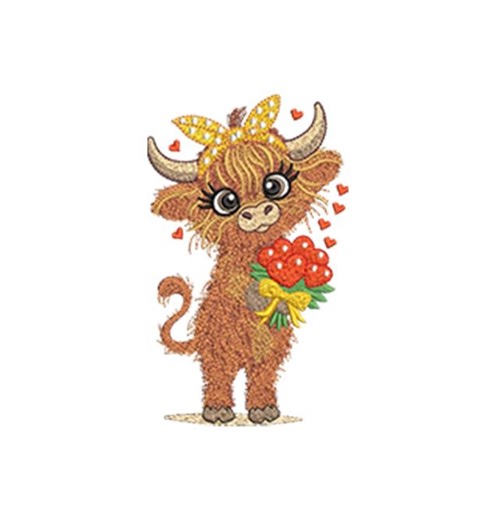 Valentine Highland Cow Machine Embroidery Design, Colorful Animal Art (digital File, 5 Sizes, 8 Formats) - Etsy