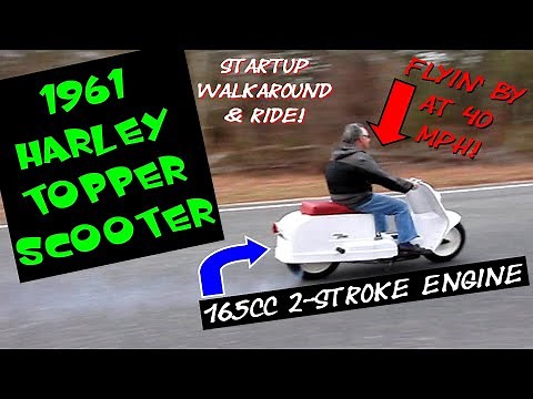 1961 Harley Davidson Topper REVIEW 165cc Scooter -- Startup Walkaround & 40+ MPH RIDE!