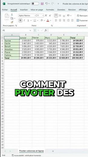 🔄Tu veux inverser lignes et colonnes dans Excel ? #excel #exceltips #formationexcel #apprendreexcel