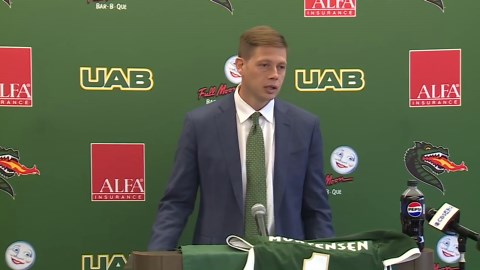 UAB Football announcing promotion of Alex Mortensen to head coach