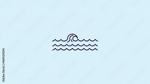 simple minimalist line art wave animation,vector illustration icon symbol sign element motion graphic, template background