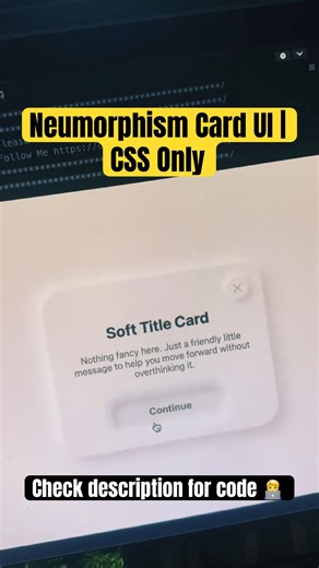 Neumorphism Card UI #htmlcss #css #shorts
