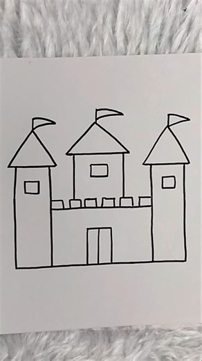 Castle drawing tutorial for kids 🏰 #shorts #trending #drawing #viral #art #ytshorts #youtubeshorts