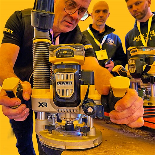 This router shows what happens when electronics are designed to actively work with the user, not just protect the tool. Correct cutter speed and feed rate are critical. Run too fast, push too hard, or ignore material limits and the finish suffers — sometimes permanently. The intelligent electronics here constantly monitor load, motor speed, and battery condition, automatically boosting power when needed and stepping in when control is lost. Low-battery warnings aren’t passive. Ignore them and th