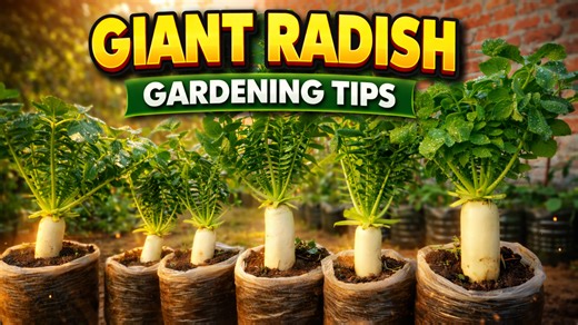 Giant white radishes at home | Easy DIY gardening hack