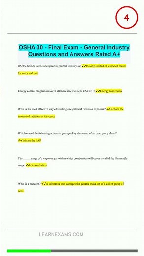 Osha 30 Final Exam General Industry Questions And
