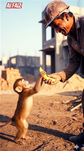 Baby Monkey Helps Construction Worker! 🐵💛