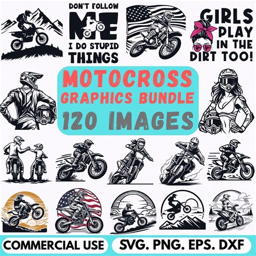 Motocross SVG Bundle 120 Images Dirt Bike Graphics Pack Racing Cricut Silhouette Commercial Use - Etsy