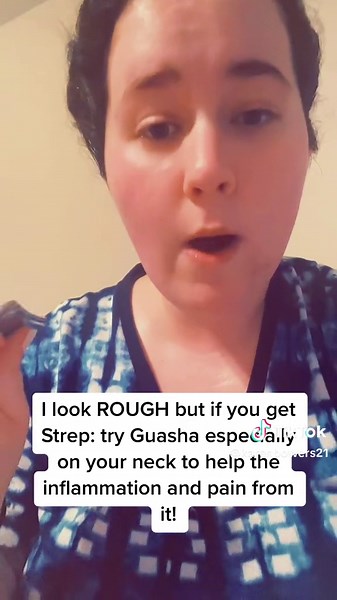 A little PSA if you get strep as an adult - doing guasha really really helps give immediate pain relief #guasha #painrelief #adultstrep #lymphaticdrainage
