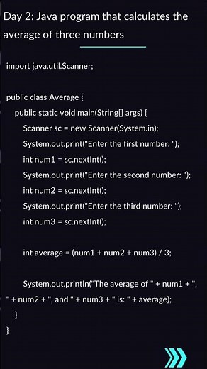 2. Java program to find the average of three numbers|#average ,#shorts