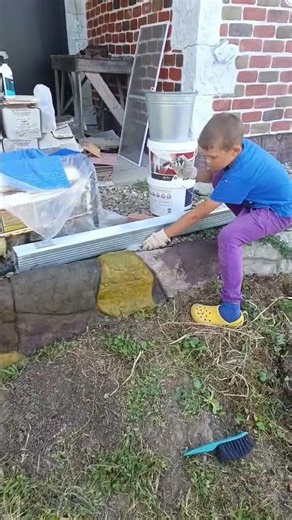 DIY house foundation repair and painting, master Pyotr. #KolesnikovsFairyTaleWorkshop #creativity