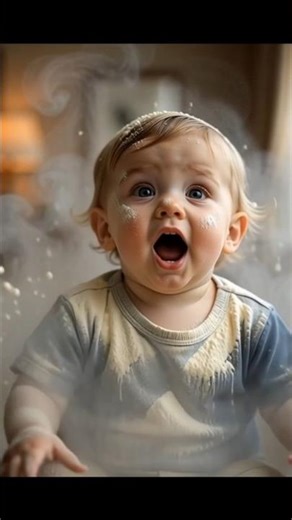 Toddler Flour Explosion | Cute Baby Snow Mess #baby #shorta #funnybaby