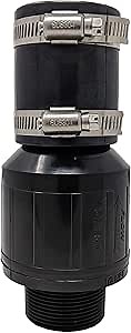 PumpSpy Threaded Quiet Sump Pump Check Valve with 100% Stainless Steel Clamps Included - Threads Directly into the Pump's 1-1/2" NPT Discharge to Connect it to a 1-1/2" Pipe - Model CV-150T