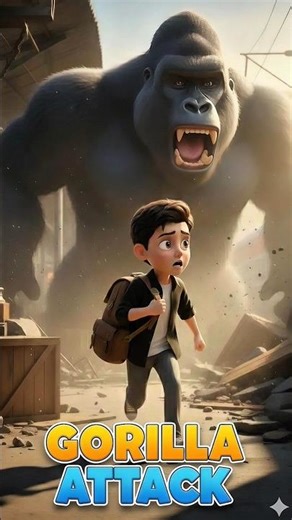 Giant Gorilla Attacks Station! 💥🦍😱#shorts #viral #cartoon #animation #kidsvideo