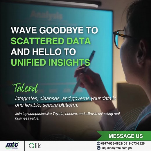 Transform your data ecosystem with Talend Data Fabric – the all-in-one platform for seamless integration, data quality, and governance. Whether on-premises or in the cloud, Talend empowers businesses to harness the full potential of their data and drive real, measurable outcomes. Join leading companies like Toyota, Lenovo, and eBay who trust Talend to turn their data into a competitive edge. Message us now! #Talend #DataIntegration #DataQuality #DataGovernance