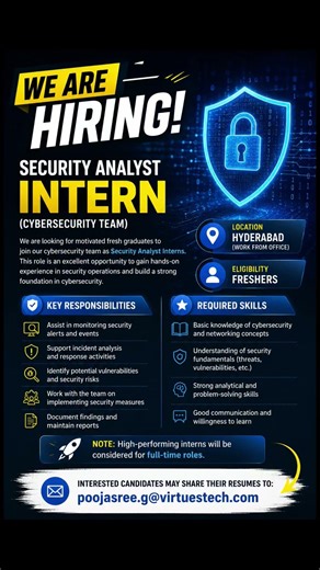 Security analyst #cybersecurity #freshers #jobupdates #hyderabad #hirespot #trending#ytshorts#itjobs